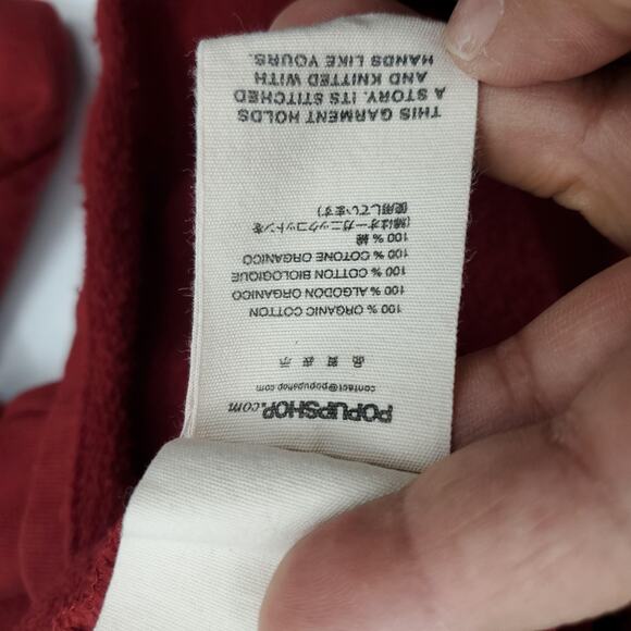 Popupshop Sweater Youth 12Y 152 Red Organic Cotton Crewneck Pullover Fleece Top - Picture 8 of 8
